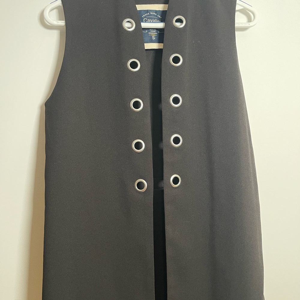 Cavalini Black Sleeveless Vest with Silver Accents